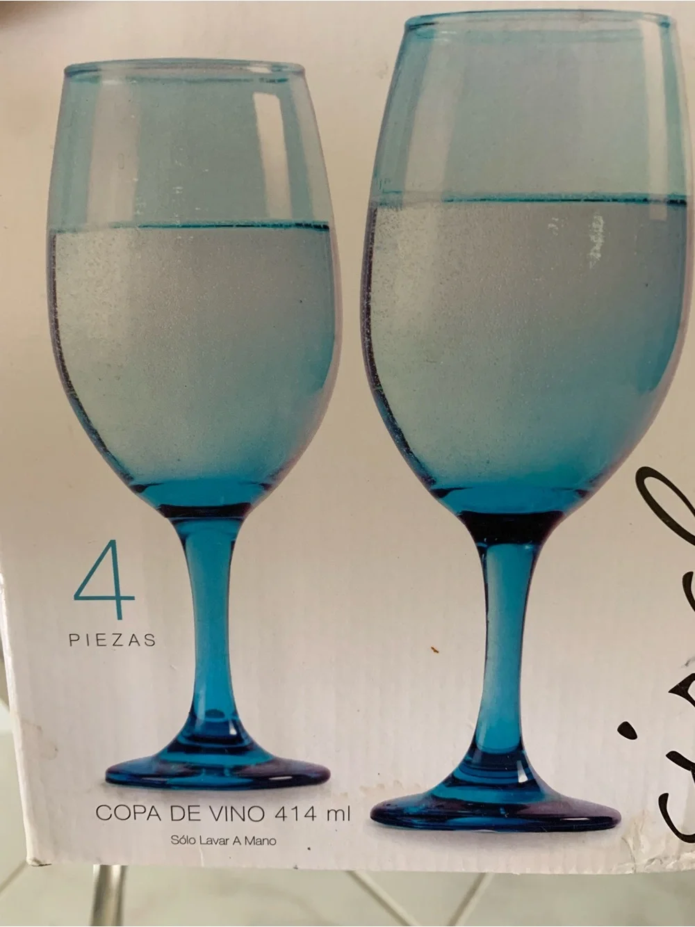 Izabel Blue Wine Glasses - Set of 3 NIB